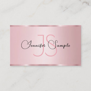 Elegant Rose Gold Monogram Modern Typography Business Card