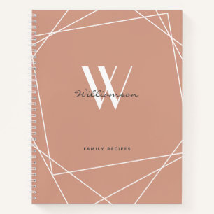 Elegant Rose Gold Monogram Name Family Recipe Notebook