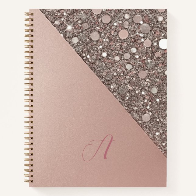 Elegant Rose Gold Monogram  Notebook (Front)