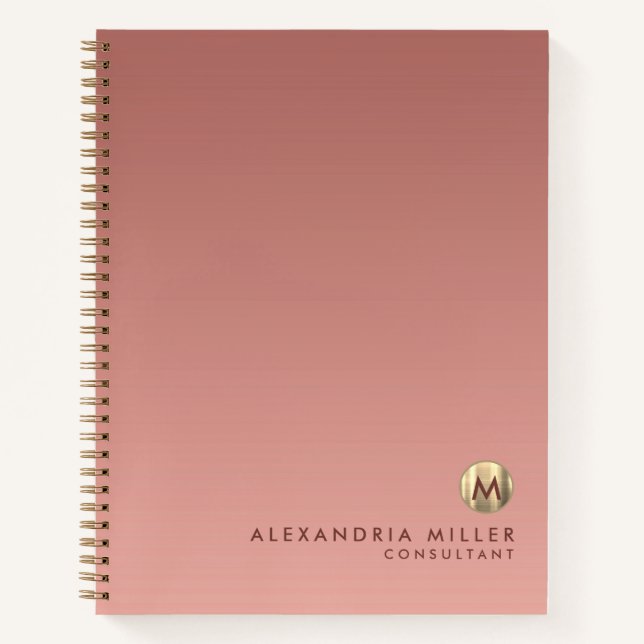Elegant Rose Gold Monogram Notebook (Front)