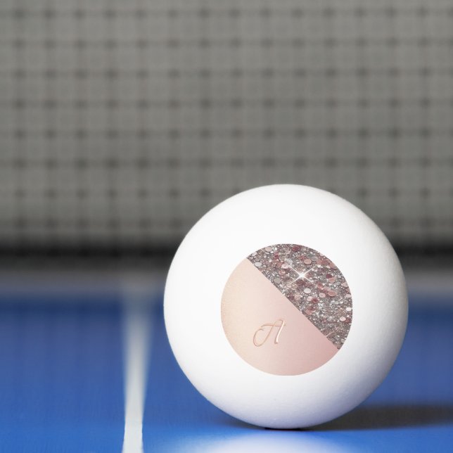 Elegant Rose Gold Monogram Ping Pong Ball (Net)