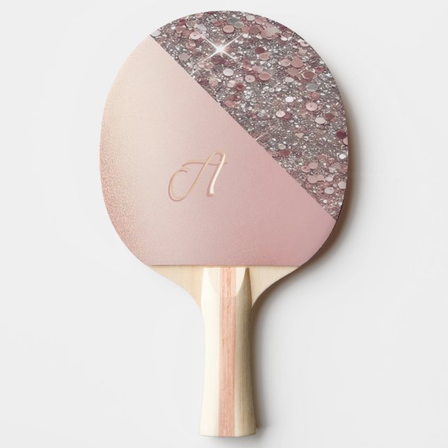 Elegant Rose Gold Monogram Ping Pong Paddle (Front)