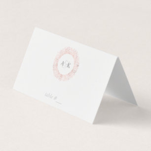 Elegant rose gold monogram place cards - folded