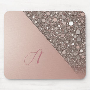 Elegant Rose Gold Monogram Planner Mouse Pad