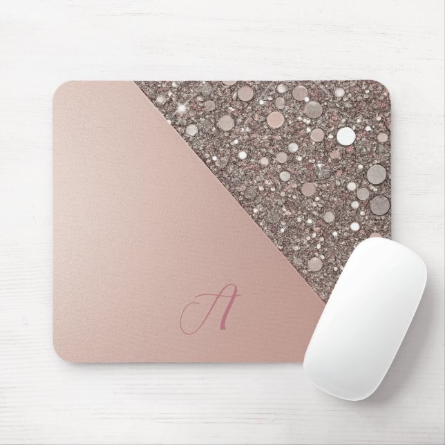 Elegant Rose Gold Monogram Planner Mouse Pad (With Mouse)