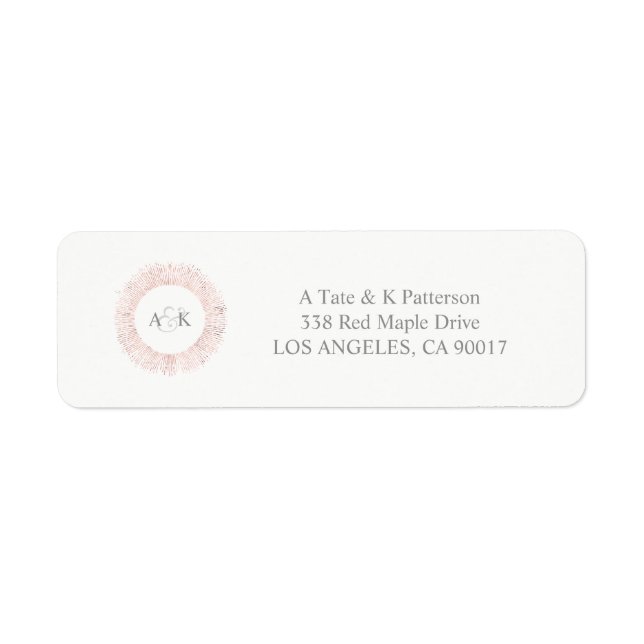 Elegant rose gold monogram return address labels (Front)