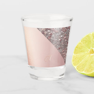 Elegant Rose Gold Monogram Shot Glass