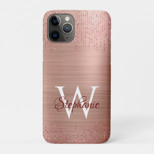 Elegant Rose Gold Monogram Sparkle iPhone 11 Pro Case