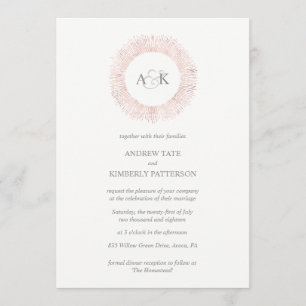 Elegant rose gold monogram wedding invitation
