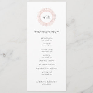 Elegant rose gold monogram wedding program