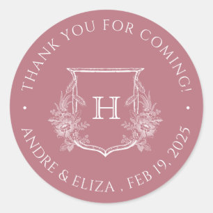 Elegant Rose Gold  Monogram Wedding Sticker