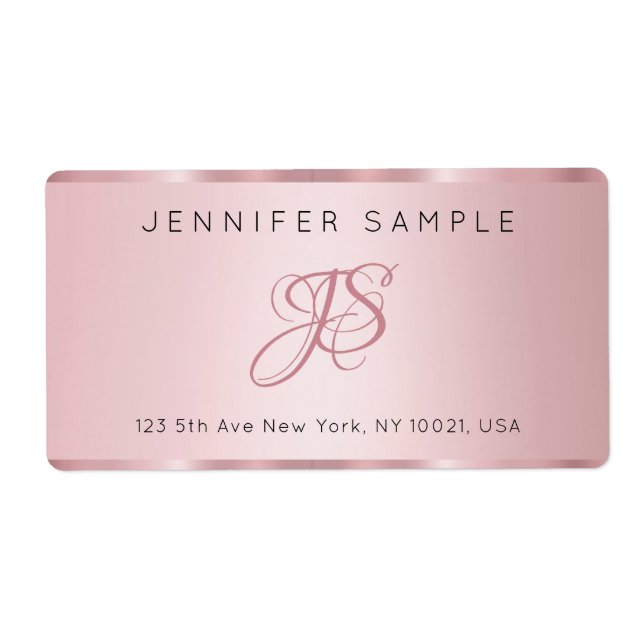 Élégant Rose Gold Monogramme Moderne Simple Modèle (Devant)