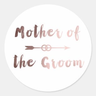 elegant rose gold mother of the groom arrow ring classic round sticker