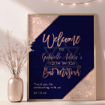 Elegant Rose Gold Navy Blue Bat Mitzvah Welcome Poster<br><div class="desc">Welcome guests in style with this chic Bat Mitzvah sign, featuring a modern navy background, shimmering rose gold glitter accents, and a delicate Star of David. Elegant yet bold, it sets the tone for a meaningful and stylish celebration. Ideal for display on an easel or as a framed keepsake to...</div>
