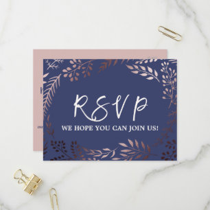 Elégant Rose Gold & Navy Menu Choice Carte Postale