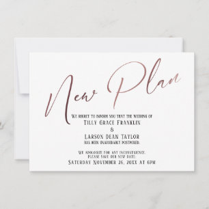 Elegant Rose Gold New Plan Announcement Card