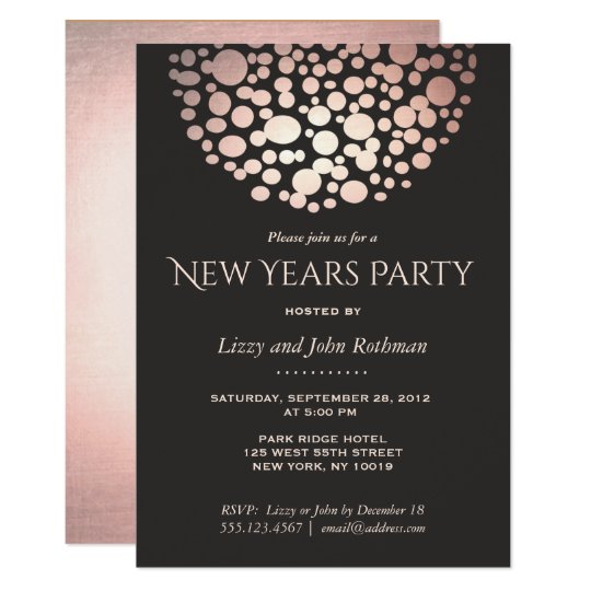 Elegant Rose Gold New Year's Eve Party Card