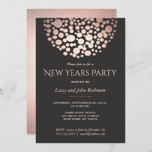 Elegant Rose Gold New Year's Eve Party Invitation