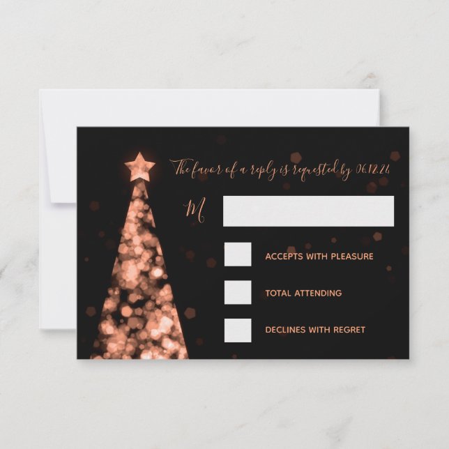 Elégant Rose Gold Noel Mariage RSVP (Devant)