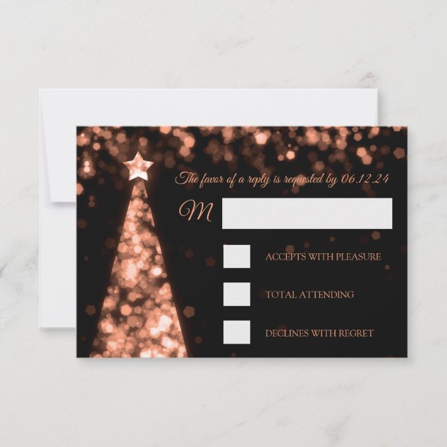 Elégant Rose Gold Noir Noir Noir Noir Mariage RSVP (Devant)