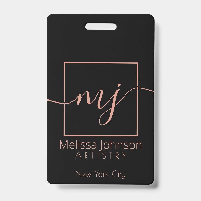 Elegant Rose Gold on Black Badge (Front)