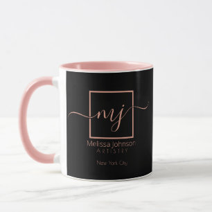 Elegant Rose Gold on Black  Mug