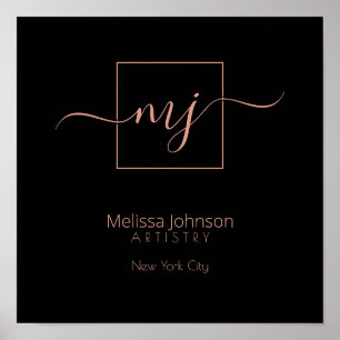 Elegant Rose Gold on Black  personalized sign