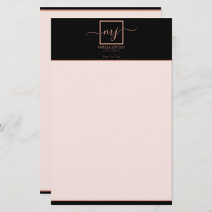 Elegant Rose Gold on Black  Stationery
