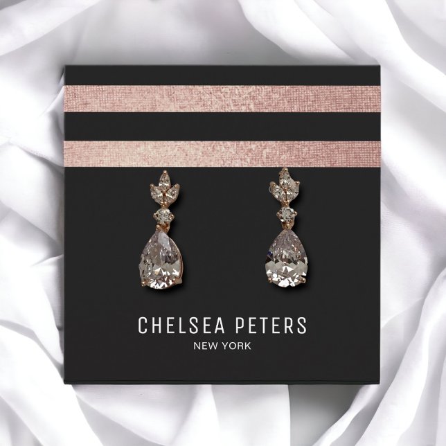 Elegant Rose Gold On Charcoal Earring Display Card (Creator Uploaded)