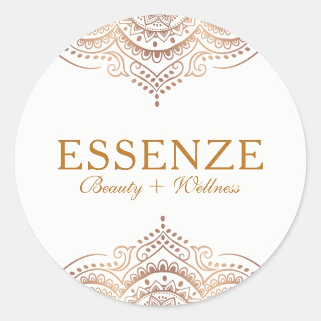 Elegant Rose-Gold Ornate Lace Classic Round Sticker (Front)