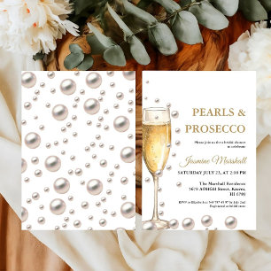 Elegant Rose Gold Pearls & Prosecco Bridal Shower Invitation