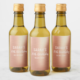 Elegant Rose Gold Personalised Age 30th Birthday Wine Label