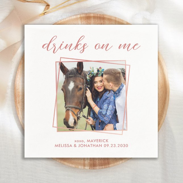 Elegant Rose Gold Personalized Photo Wedding Napkin (Creator Uploaded)