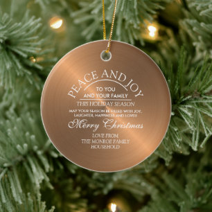 Elegant Rose Gold - Pesonalised Photo - Christmas  Ceramic Ornament