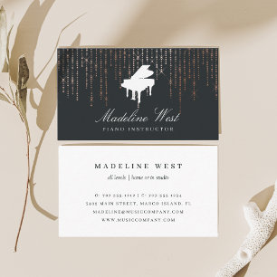 Elegant Rose Gold Piano Instructor Music Teacher Business Card