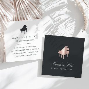 Elegant Rose Gold Piano Instructor Music Teacher Square Business Card
