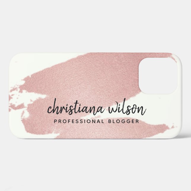 ELEGANT ROSE GOLD PINK BRUSH STROKE CALLIGRAPHY Case-Mate iPhone CASE (Back (Horizontal))