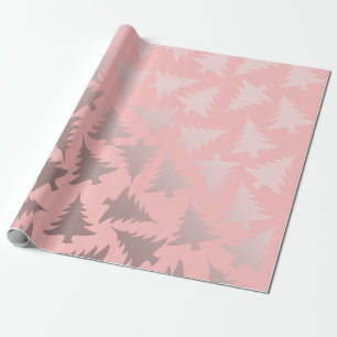 Elegant Rose Gold & Pink Christmas Tree Pattern Wrapping Paper