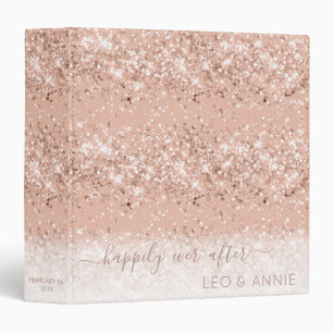 Elegant Rose Gold Pink Glitter Wedding Photo Album Binder