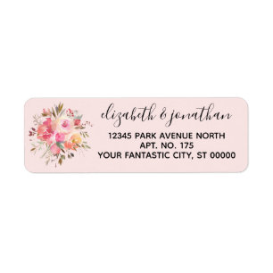 Élégant Rose Gold, Pink Peonies Adresse de retour