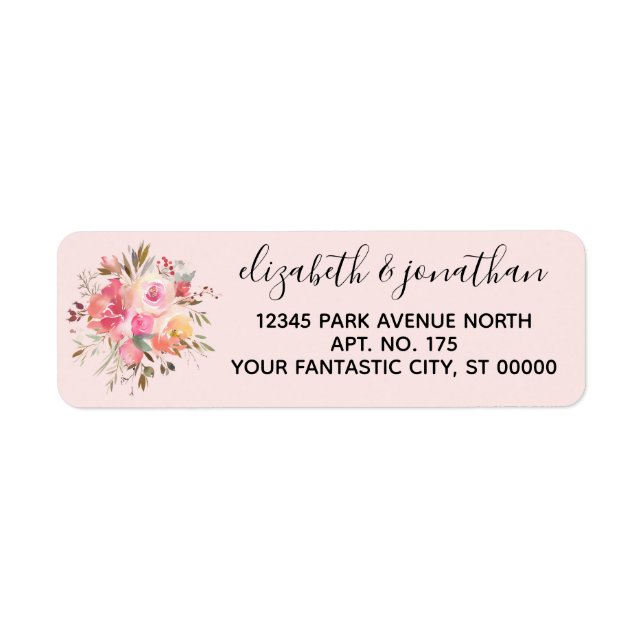 Élégant Rose Gold, Pink Peonies Adresse de retour (Devant)