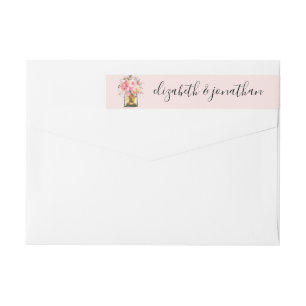 Elegant Rose Gold, Pink Peonies Wedding Wrap Around Label