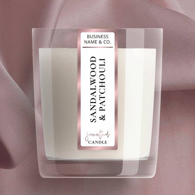 Elegant Rose Gold Product Seal Tamper Proof Candle (Elegant white and rose gold vertical jar labels - great for candles or any other type of product)