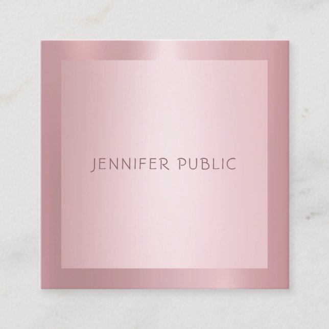 Elegant Rose Gold Professional Modern Template Square Business Card (Front)