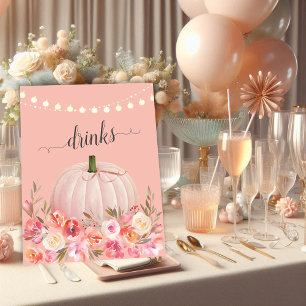 Elegant Rose Gold Pumpkin Baby Shower Drinks Poster