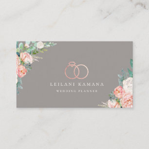 Elegant Rose Gold Rings Floral Business Card