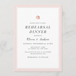 Elegant Rose gold rose minimalist Rehearsal Dinner Invitation