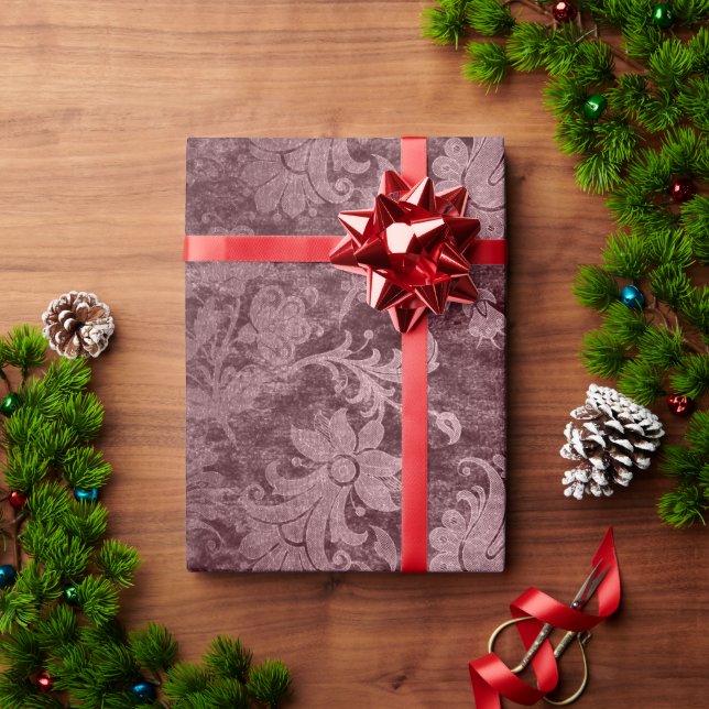 Elegant rose gold royal damask floral pattern wrapping paper (Holiday Gift)
