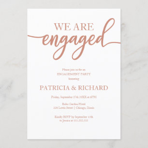 Elegant Rose Gold Script Engagement Party Invitation