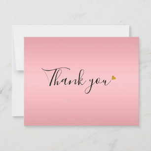 Elegant Rose Gold Script Thank You Card